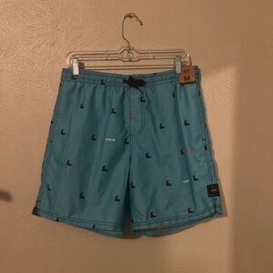NWT Men’s Vans Men’s Blue Swim Trunks with Navy Micro Wave Motif